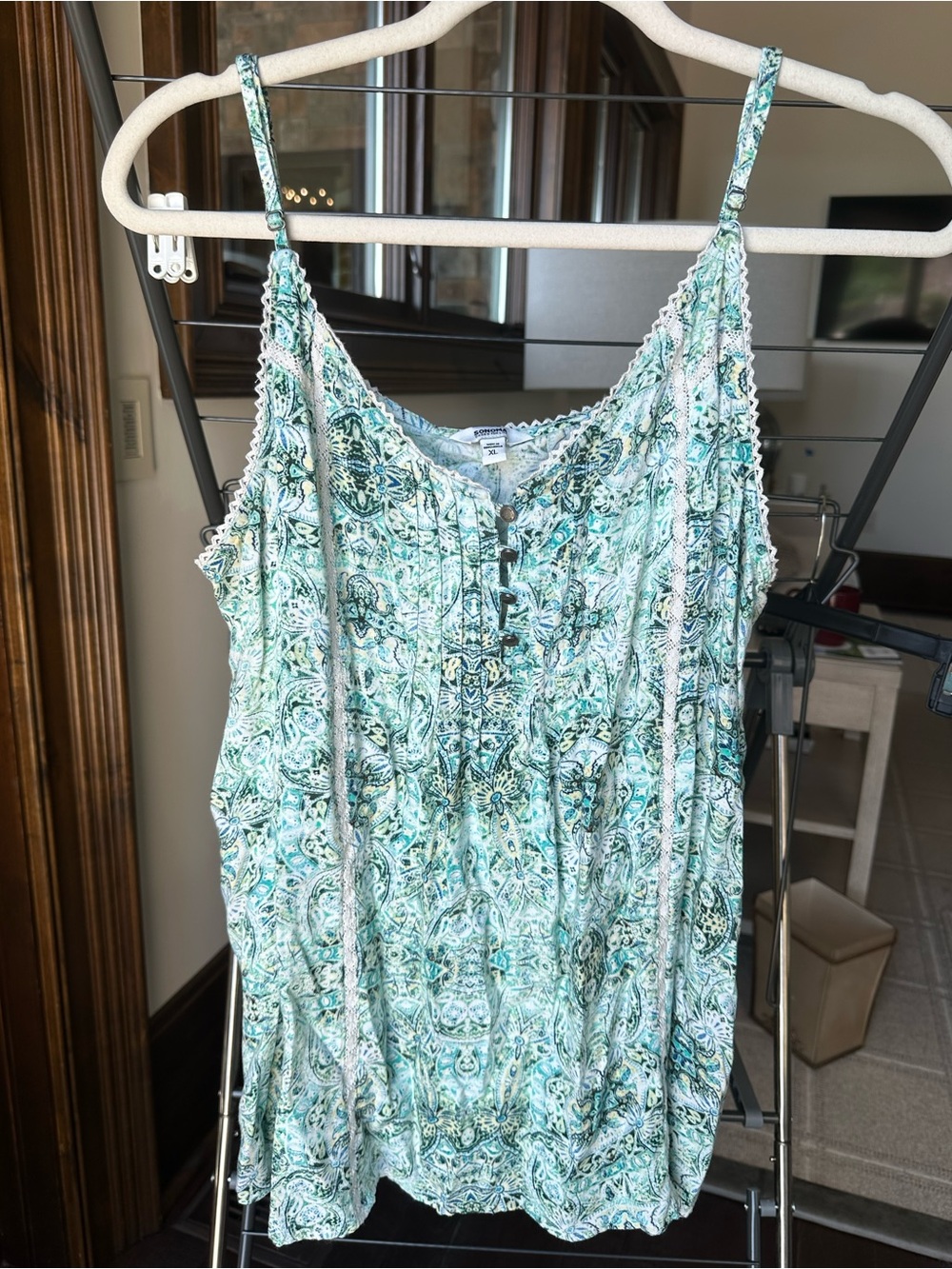 Sonoma Mint & Teal Floral Button-Front Blouse